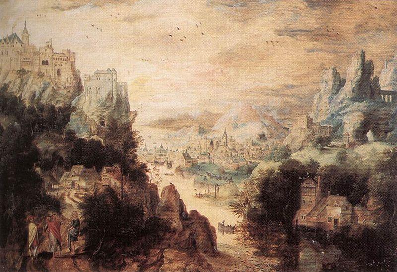 Herri met de Bles Landscape with Christ and the Men of Emmaus oil painting image